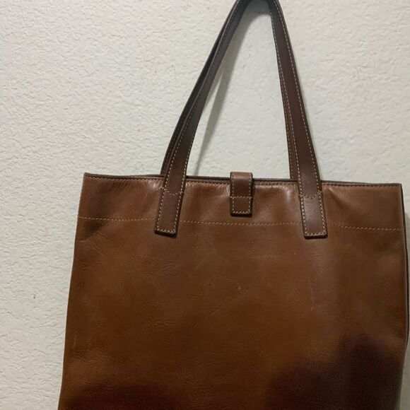 FOSSIL Austin Tote BROWN Rugged Leather Tote Vintage Large Handbag Shoulder Bag - Picture 5 of 11